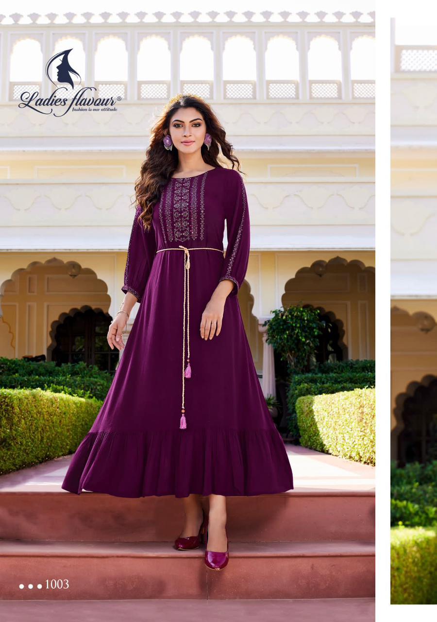 Mastani By Ladies Flavour 1001-1004 Party Wear Kurtis Catalog